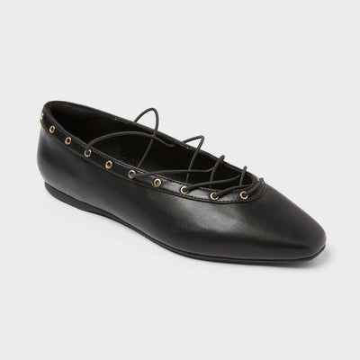 Open Box - Women’s Jay Flats with Memory Foam Insole - Wild Fable™ Black 10