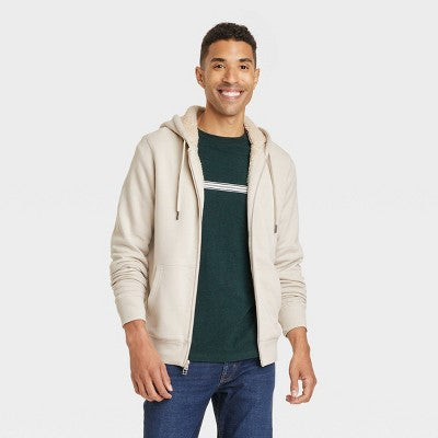 New - Goodfellow & Co Men's Full Zipper Sweatshirts Sherpa-Lined Hood Adjustable Goodfellow & CoBullseye Deals