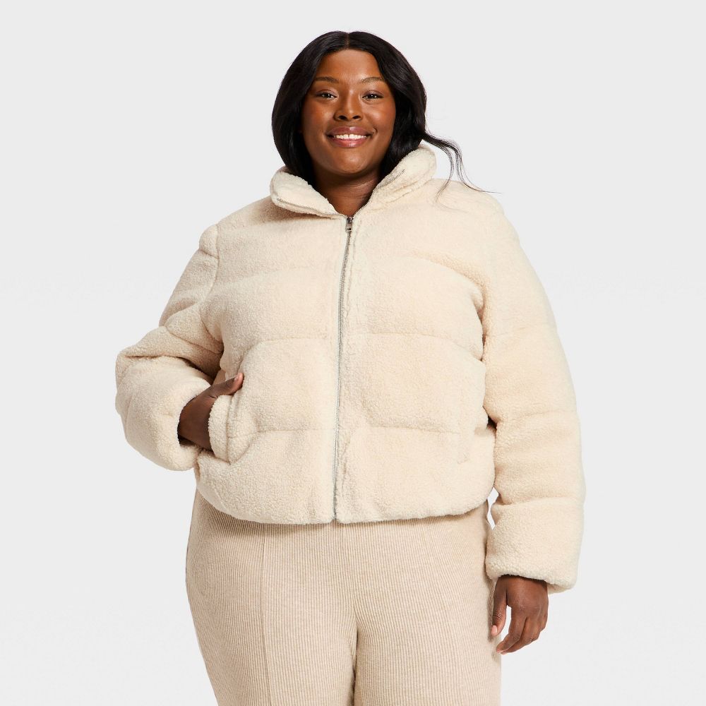 New - Women's Puffer Jacket - Universal Thread™ Cream XXL