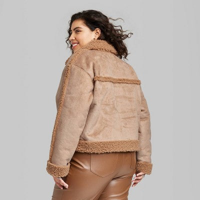 New - Wild Fable Women's Button Up Winter Faux Shearling Jacket Wild FableBullseye Deals
