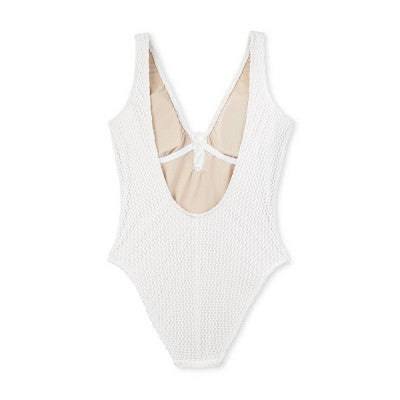 New - Shade & Shore Women's Crochet Lace Up One Piece Swimsuit Swimwear Shade & ShoreBullseye Deals