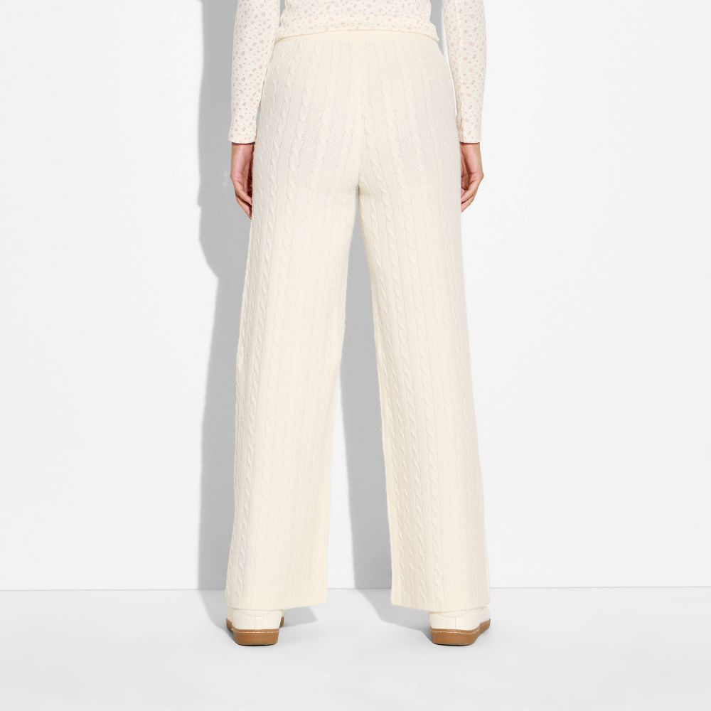 New - Women's Mid-Rise Cable Sweater Pants - Wild Fable™ Off-White XS
