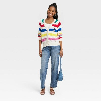 Mickey Mouse Women's Button Down Jacquard Knit Disney Cardigan Design DisneyBullseye Deals