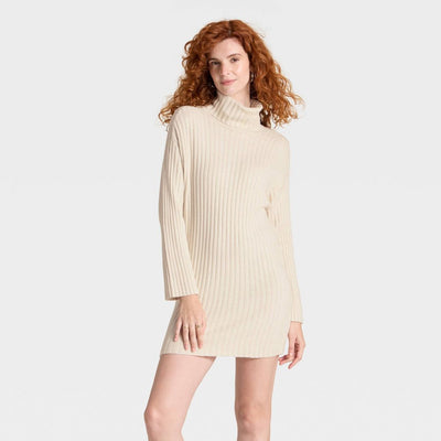 New - Women's Mini Sweater Dress - A New Day™ Oatmeal S