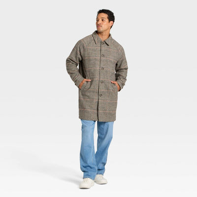 New - Men's Glen Plaid Overcoat - Goodfellow & Co™ Brown S