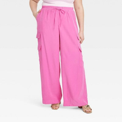 New - A New Day Women's High Rise Wide Leg Classic Fit Full Cargo Pants Midweight A New DayBullseye Deals