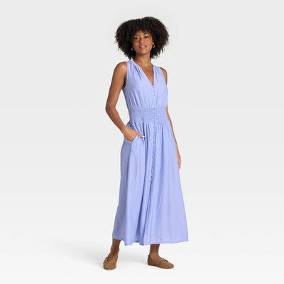 New - Women's Button-Front Maxi A-Line Dress - Universal Thread™ Purple XL