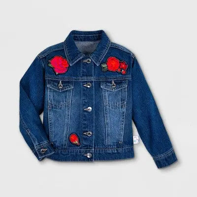 Girls' Disney Princess Belle Rose Denim Jacket - Authentic Disney BelleBullseye Deals