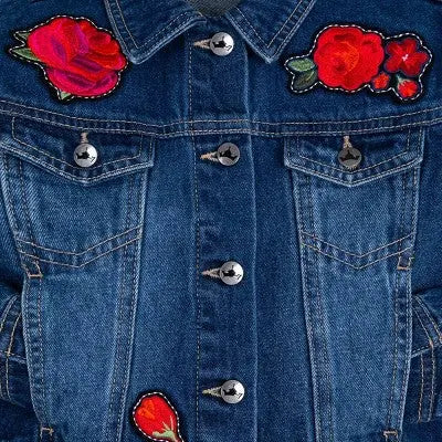 Girls' Disney Princess Belle Rose Denim Jacket - Authentic Disney BelleBullseye Deals