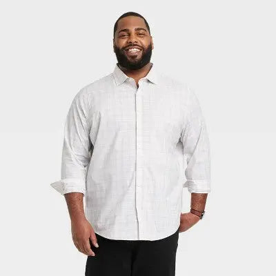 Goodfellow & Co Men's Big & Tall Checked Button-Down Shirt Stretchy Cotton Blend Goodfellow & CoBullseye Deals
