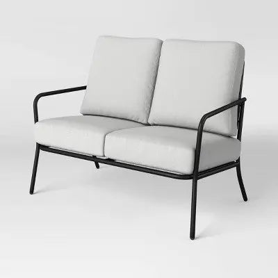 Open Box - Metal Mesh Loveseat with Double Cushions Black/Gray - Room Essentials™: Steel Frame, Water-Repellent, Rust-Resistant Room Essentials