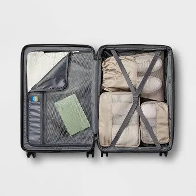 Hardside Medium Checked Suitcase Muddy Aqua - Open Open StoryBullseye Deals