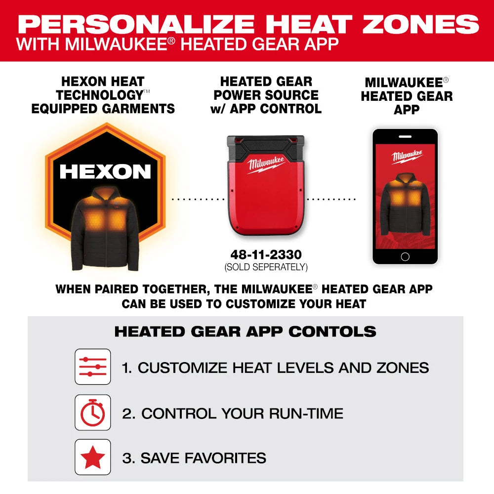 Open Box -  Men's 2 X-Large M12 12V Lithium-Ion Cordless Axis Black Heated Quilted Hooded Jacket Kit (1) 3.0 Ah Battery and Charger