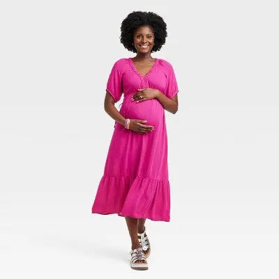 Isabel Maternity Cinch Waist Woven Dress: Effortless Elegance for Every Occasion - Secondipity