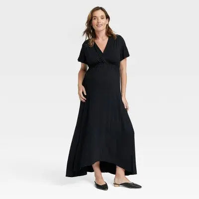 Isabel Maternity Women's Knit V-Neck Maxi Maternity Dress Flutter Sleeve Isabel Maternity by Ingrid & IsabelBullseye Deals