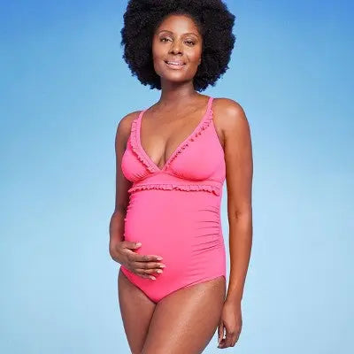 Isabel Maternity by Ingrid & Isabel Halter Rib Tie One Piece Maternity Swimsuit Isabel Maternity by Ingrid & IsabelBullseye Deals