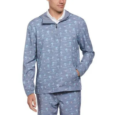 Jack Nicklaus Men's Quarter Zip-Up Hooded Tropical Print Hoodie Kangaroo Pocket Jack NicklausBullseye Deals