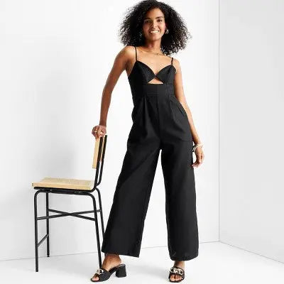 Open Box - Women's Strappy Cut-Out Wide Leg Jumpsuit - Future Collective with Jenny K. Lopez Future Collective w/Jenny K LopezBullseye Deals