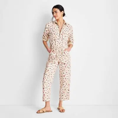 Women's Floral Print Long Sleeve Zip-Front Boilersuit - Future Collective with Jenny K. Lopez Future Collective w/Jenny K LopezBullseye Deals