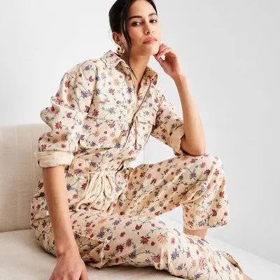 Women's Floral Print Long Sleeve Zip-Front Boilersuit - Future Collective with Jenny K. Lopez Future Collective w/Jenny K LopezBullseye Deals