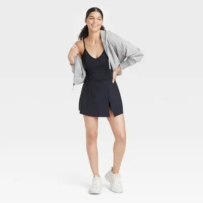 JoyLab Women's Corset Detail Active Mini Dress: Moisture-Wicking Built-In Shorts JoyLab