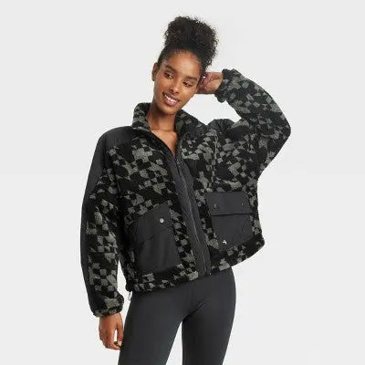 Joylab Women's Zip-Up Cropped Winter High-Pile Fleece Jacket Relaxed Fit JoyLabBullseye Deals