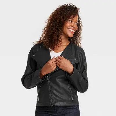 Knox Rose Women's Black Moto Jacket with Silver Hardware Knox RoseBullseye Deals