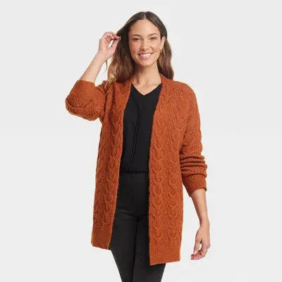 Knox Rose Women's Cable-Knit Open-Front Cardigan with Ribbed Cuffs Knox RoseBullseye Deals