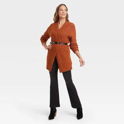 Knox Rose Women's Cable-Knit Open-Front Cardigan with Ribbed Cuffs Knox RoseBullseye Deals