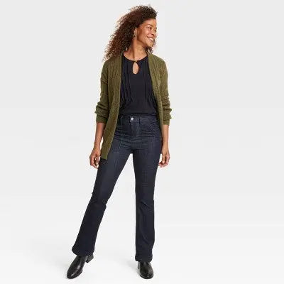 Knox Rose Women's High Rise Standard Fit Full Flare Jeans Heavyweight Knox RoseBullseye Deals