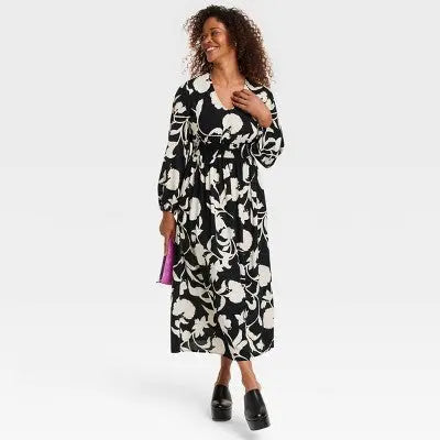 Knox Rose Women's Long Sleeve Smocked Maxi Dress Elastic Waist Knox RoseBullseye Deals