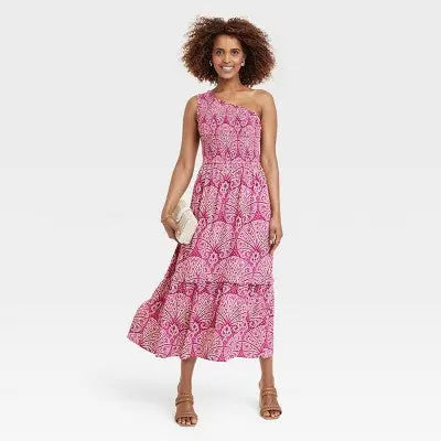 Women's Plus Size Sleeveless One-Shoulder A-Line Maxi Dress, Lightweight Rayon - Secondipity