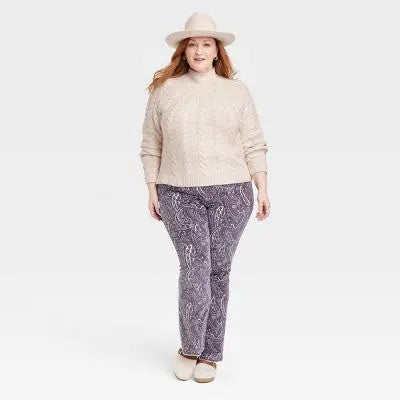 Knox Rose Women's Plus Size Mock Turtleneck Cable Knit Sweater Knox RoseBullseye Deals