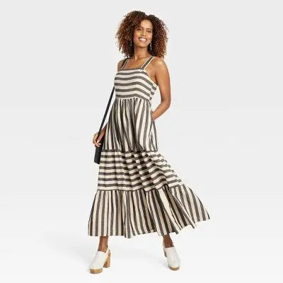 Knox Rose Women's Sleeveless A-Line Maxi Dress Square Neckline Cotton-Blend Fabric - Secondipity