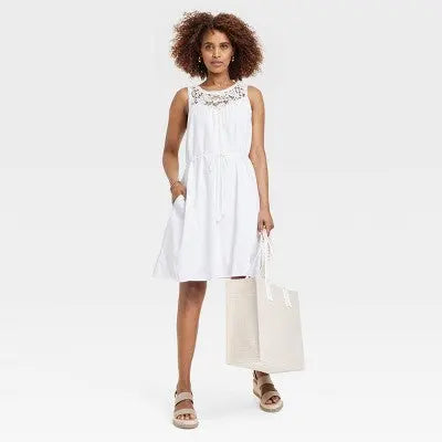 Knox Rose Women's Wide Strap Front-Tie A-Line Midi Dress Summer Sundress Knox RoseBullseye Deals