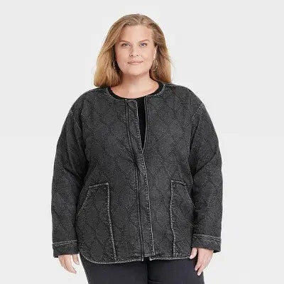 Knox Rose Women's Zip-Up Quilted Jacket Loose Fit Knox RoseBullseye Deals
