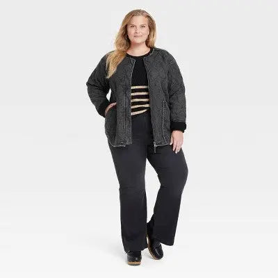 Knox Rose Women's Zip-Up Quilted Jacket Loose Fit Knox RoseBullseye Deals