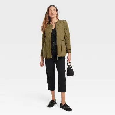 Knox Rose Women's Zip-Up Quilted Jacket Loose Fit Knox RoseBullseye Deals