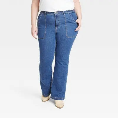 Knox Rose Womens Plus High Rise Standard Fit Full Flare Jeans Heavyweight Knox RoseBullseye Deals