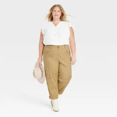 Knox Rose Womens Plus Mid Rise Casual Fit Ankle Cargo Pants Lightweight Knox RoseBullseye Deals