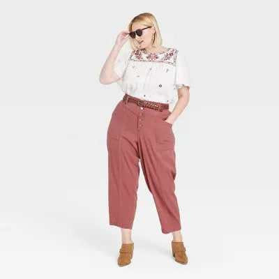 Knox Rose Womens Plus Mid Rise Tapered Leg Full Cargo Pants Heavyweight Knox RoseBullseye Deals