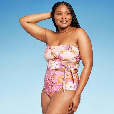 Kona Sol Garden Floral Bandeau One-Piece Swimsuit - Secondipity