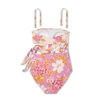 Kona Sol Garden Floral Bandeau One-Piece Swimsuit - Secondipity