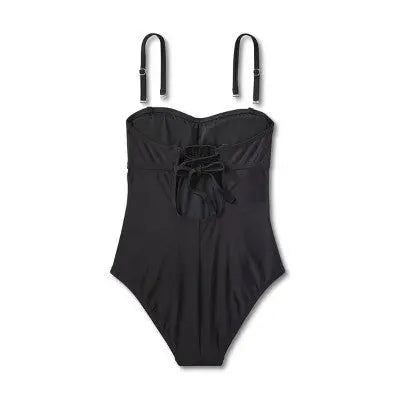 Kona Sol Twist-Front Bandeau One-Piece Swimsuit with Tummy Control - Secondipity