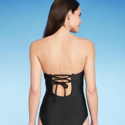 Kona Sol Twist-Front Bandeau One-Piece Swimsuit with Tummy Control - Secondipity