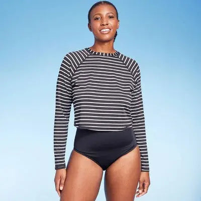 Kona Sol UPF 50 Striped Cropped Crewneck Rash Guard: Stylish Sun Protection Kona SolBullseye Deals