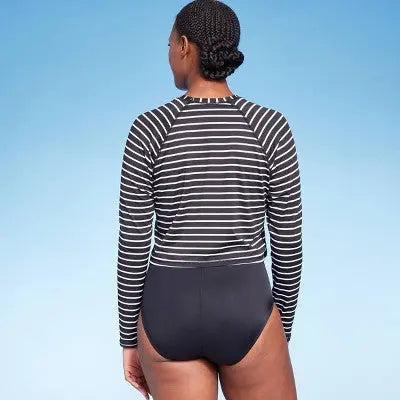 Kona Sol UPF 50 Striped Cropped Crewneck Rash Guard: Stylish Sun Protection Kona SolBullseye Deals