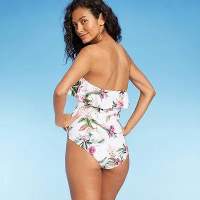 Kona Sol Women's Bandeau Ruched One Piece Swimsuit Full Coverage Swimwear Kona SolBullseye Deals