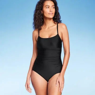 Kona Sol Women's Full Coverage Shirred Square Neck One-Piece Swimsuit - Secondipity