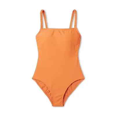 Kona Sol Women's Orange Scrunchie Strap Medium Coverage One-Piece Swimsuit - Secondipity